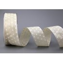 Dekoband PUNKTE BEIGE / WEISS 20 m x 40 mm Stoffband mit...