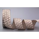 Dekoband PUNKTE TAUPE / WEISS 20 m x 40 mm Stoffband mit...