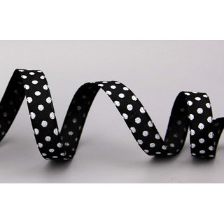 Dekoband PUNKTE SCHWARZ / WEISS 3 m x 15 mm Stoffband mit...