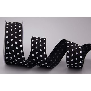 Dekoband PUNKTE SCHWARZ / WEISS 20 m x 40 mm Stoffband...