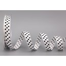 Dekoband PUNKTE WEISS / SCHWARZ 20 m x 15 mm Stoffband...