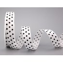 Dekoband PUNKTE WEISS / SCHWARZ 3 m x 25 mm Stoffband mit...