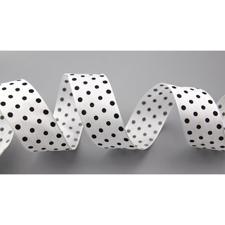 Dekoband PUNKTE WEISS / SCHWARZ 3 m x 40 mm Stoffband mit...