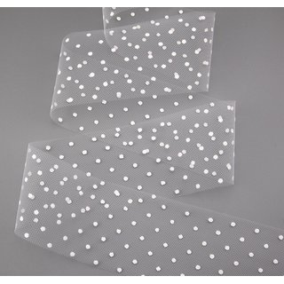 25 m x 72 mm Dekoband BRIDAL DOTS Rolle Transparent gepunktet Tllband