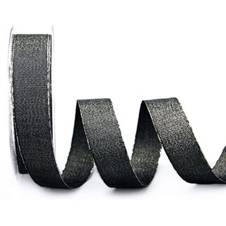 VIENNA 20 m x 25 mm SCHWARZ SILBER Metallik Dekoband mit Lurex Brokat Geschenkband Schleifenband mit Glanz
