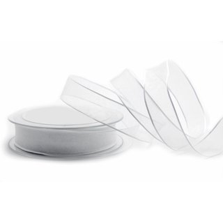 3 m x 25 mm Dekoband CHIFFON WEISS transparent...