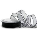 3 m x 25 mm Dekoband CHIFFON SCHWARZ transparent...