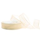 3 m x 25 mm Dekoband CHIFFON CREME Ivory transparent...