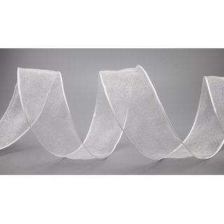 3 m x 40 mm Dekoband CHIFFON WEISS transparent...