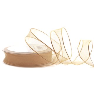 3 m x 25 mm Dekoband CHIFFON BEIGE transparent...
