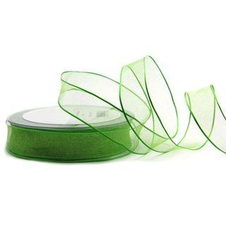 3 m x 25 mm Dekoband CHIFFON APFELGRN Grn transparent Schleifenband aus Organza mit formstabilen Kanten