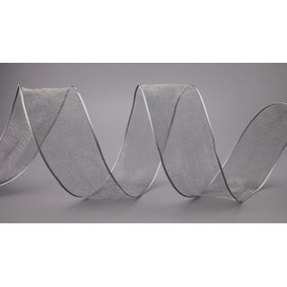 3 m x 40 mm Dekoband CHIFFON GRAU transparent...