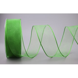 20 m x 40 mm Dekoband CHIFFON APFELGRÜN Grün transparent...