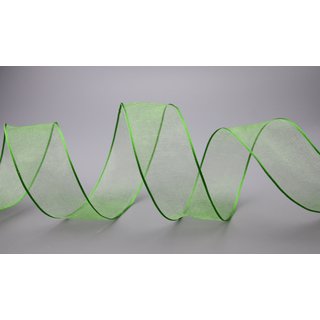 20 m x 40 mm Dekoband CHIFFON APFELGRN Grn transparent Schleifenband aus Organza mit formstabilen Kanten
