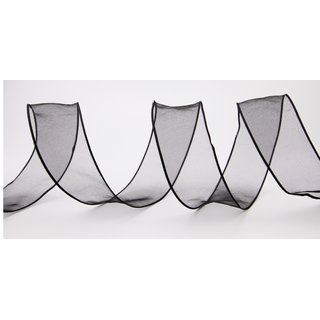 3 m x 40 mm Dekoband CHIFFON SCHWARZ transparent Schleifenband aus Organza mit formstabilen Kanten