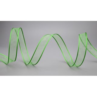 3 m x 15 mm Dekoband CHIFFON APFELGRÜN transparent...