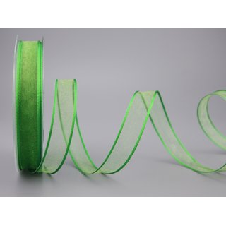 20 m x 15 mm Dekoband CHIFFON APFELGRN Grn transparent Schleifenband aus Organza mit formstabilen Kanten