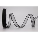 20 m x 15 mm Dekoband CHIFFON SCHWARZ transparent...