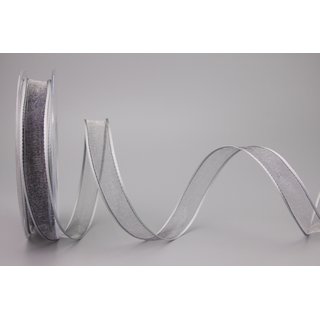 20 m x 15 mm Dekoband CHIFFON GRAU transparent...