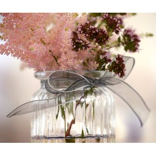 20 m x 15 mm Dekoband CHIFFON GRAU transparent Schleifenband aus Organza mit formstabilen Kanten