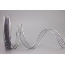 20 m x 15 mm Dekoband CHIFFON GRAU transparent...