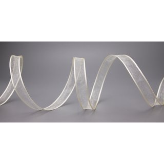 3 m x 15 mm Dekoband CHIFFON CREME Ivory transparent Schleifenband aus Organza mit formstabilen Kanten