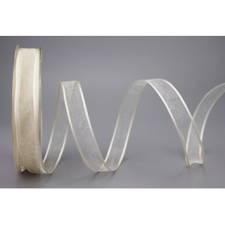 20 m x 15 mm Dekoband CHIFFON CREME Ivory transparent Schleifenband aus Organza mit formstabilen Kanten