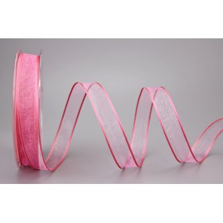 20 m x 15 mm Dekoband CHIFFON ROSA transparent...