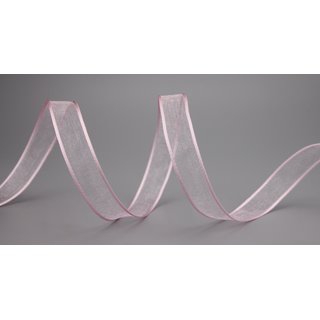 20 m x 15 mm Dekoband CHIFFON HELLROSA Rosa transparent Schleifenband aus Organza mit formstabilen Kanten
