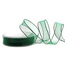 20 m x 25 mm Dekoband CHIFFON DUNKELGRN Grn transparent...