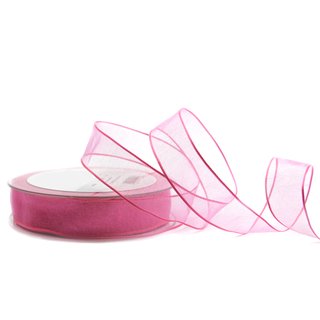 20 m x 25 mm Dekoband CHIFFON ROSA transparent...