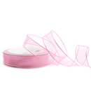 3 m x 25 mm Dekoband CHIFFON HELLROSA Rosa transparent...