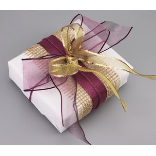 3 m x 25 mm Dekoband CHIFFON PFLAUME Aubergine transparent Schleifenband aus Organza mit formstabilen Kanten