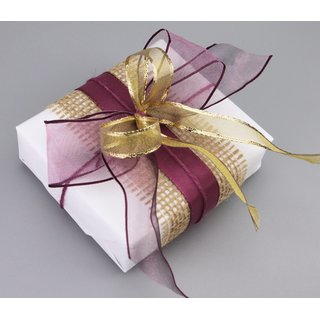 20 m x 25 mm Dekoband CHIFFON PFLAUME Aubergine transparent Schleifenband aus Organza mit formstabilen Kanten