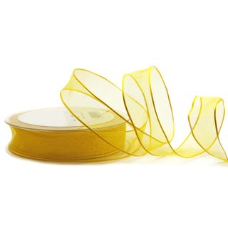 3 m x 25 mm Dekoband CHIFFON GELB transparent...