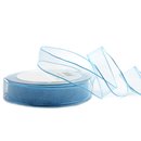 20 m x 25 mm Dekoband CHIFFON HELLBLAU Blau transparent...
