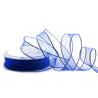 20 m x 25 mm Dekoband CHIFFON BLAU transparent...