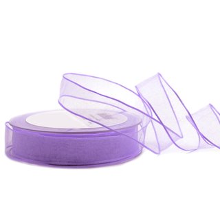 3 m x 25 mm Dekoband CHIFFON FLIEDER Lavendel transparent Schleifenband aus Organza mit formstabilen Kanten