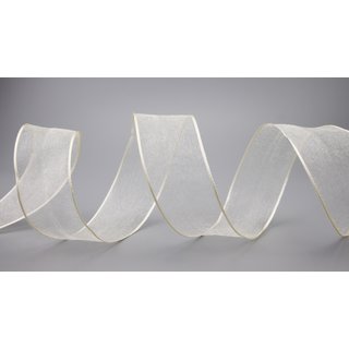 3 m x 40 mm Dekoband CHIFFON CREME Ivory transparent Schleifenband aus Organza mit formstabilen Kanten