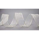 3 m x 40 mm Dekoband CHIFFON CREME Ivory transparent...