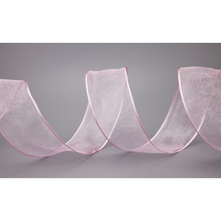 3 m x 40 mm Dekoband CHIFFON HELLROSA Rosa transparent Schleifenband aus Organza mit formstabilen Kanten