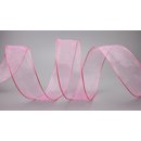 20 m x 40 mm Dekoband CHIFFON ROSA transparent...
