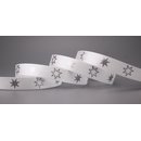 20 m x 15 mm Dekoband FROHE WEIHNACHTEN in WEISS / SILBER...
