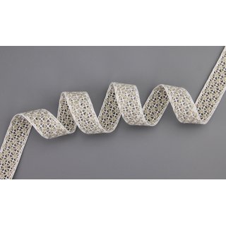 Leinenspitze 1 m x 23 mm Meterware Spitzenband aus Leinen und Baumwolle in Natur/ Weiss