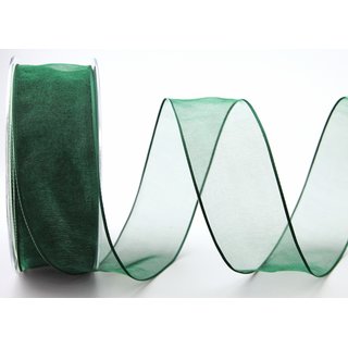 20 m x 40 mm Dekoband CHIFFON DUNKELGRN Grn transparent Schleifenband aus Organza mit formstabilen Kanten