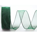 20 m x 40 mm Dekoband CHIFFON DUNKELGRN Grn transparent...