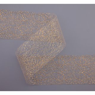 Dekoband ?Magic Lace? GOLD 20 m x 72 mm (Rolle) transparent metallisch Geschenkband