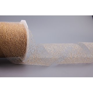 Dekoband ?Magic Lace? GOLD 20 m x 72 mm (Rolle) transparent metallisch Geschenkband