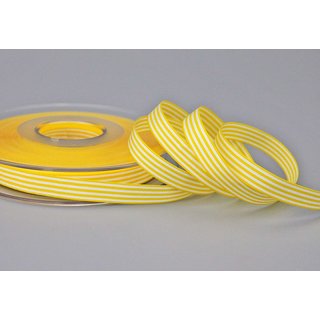 Dekoband STRIPES in GELB / WEISS 25 m x 9 mm Geschenkband aus Stoff mit Streifen Muster