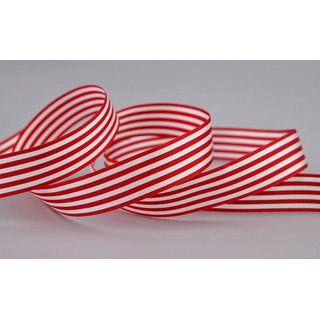 Dekoband STRIPES in ROT / WEISS 3 m x 9 mm Geschenkband aus Stoff mit Streifen Muster